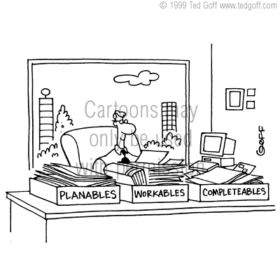 computer cartoon 2667: Worker being shown his new cubicle: 